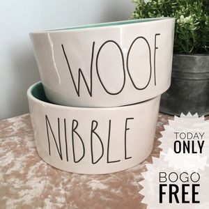 Rae Dunn XL Dog Bowls Woof And Nibble